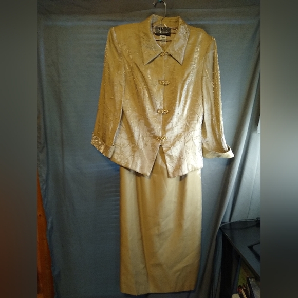 Alex Evenings Vintage 2 Piece Metallic Skirt Set - Picture 1 of 4